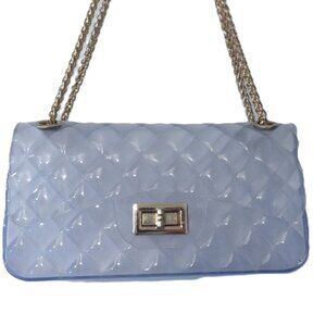 Opaque Frosted Vinyl Shoulder Bag/ Adjustable Gold Chain